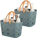 Portable Shower Caddy Tote Plastic Storage Basket with Handle Box Organizer Bin for Bathroom, Pantry, Kitchen, College Dorm, Garage, Cyan Sporting Goods > Outdoor Recreation > Camping & Hiking > Portable Toilets & Showers Anyoifax blue 2 Pack 