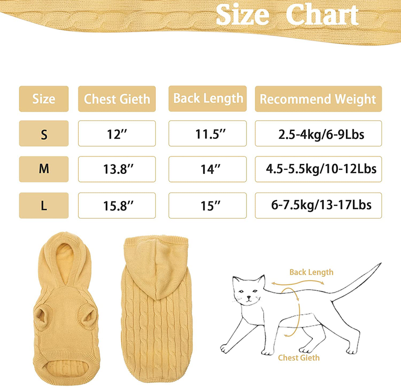 PUPTECK Winter Dog Cat Sweater Coat - Soft Cold Weather Clothes Knitwear for Kitties & Small Dogs Indoor Outdoor Walking Warm, Knitted Classic for Doggies Kitties Girls Boys Animals & Pet Supplies > Pet Supplies > Cat Supplies > Cat Apparel PUPTECK   