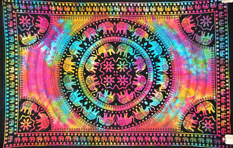 Jaipur Handloom Colorful Elephant Hippie Hippy Tapestry Wall Hanging Throw Tie Dye Hippie Hippy Boho Bohemian Tye Die Hand-loomed Window Doorway Door Curtain Home & Garden > Decor > Artwork > Decorative Tapestries Jaipur Handloom   
