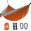 Favorland Camping Hammock Double & Single with Tree Straps for Hiking, Backpacking, Travel, Beach, Yard - 2 Persons Outdoor Indoor Lightweight & Portable with Straps & Steel Carabiners Nylon (Green) Home & Garden > Lawn & Garden > Outdoor Living > Hammocks Favorland Orange-grey Double 118''L x 79''W 