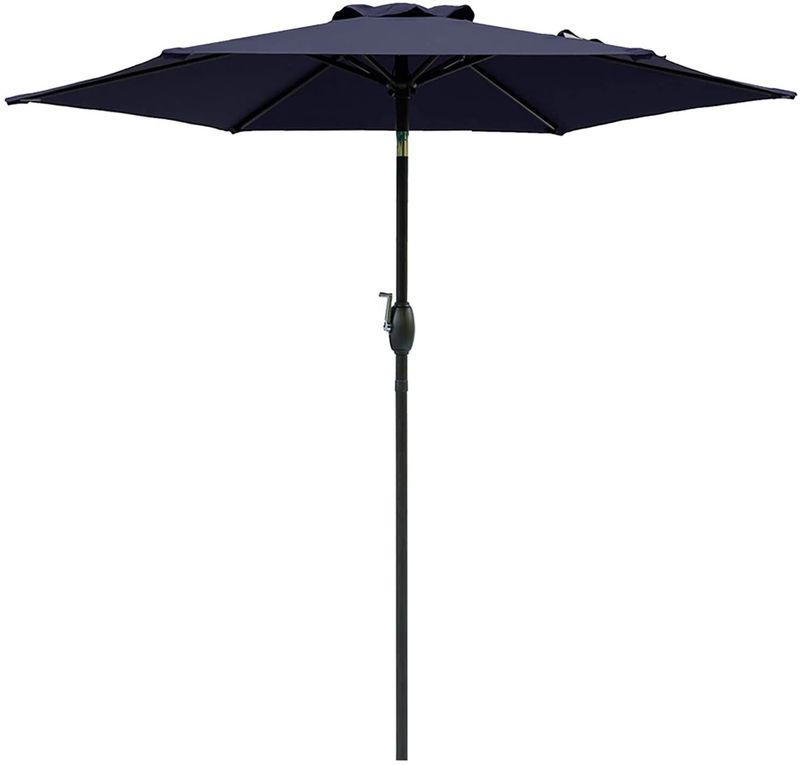 SUNVIVI OUTDOOR 7.5 Ft Patio Umbrella Outdoor Market Table Umbrella with Crank, 6 Ribs, Polyester Canopy, Beige Home & Garden > Lawn & Garden > Outdoor Living > Outdoor Umbrella & Sunshade Accessories SUNVIVI OUTDOOR Navy Blue 7.5ft 