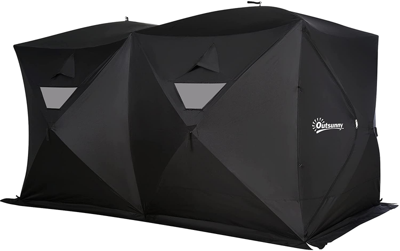 Outsunny 8 Person Ice Fishing Shelter Insulated Waterproof Portable Pop up Ice Tent with 2 Doors for Outdoor Fishing, Blue Sporting Goods > Outdoor Recreation > Camping & Hiking > Tent Accessories Aosom LLC Black  