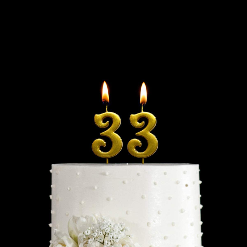 MAGJUCHE Gold 33rd Birthday Numeral Candle, Number 33 Cake Topper Candles Party Decoration for Women or Men Home & Garden > Decor > Home Fragrances > Candles MAGJUCHE   