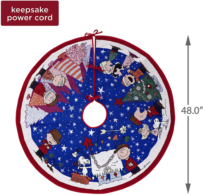 Hallmark Keepsake Ornament 2019 Year Dated Peanuts Christmas Light, Charlie Brown Tree Skirt