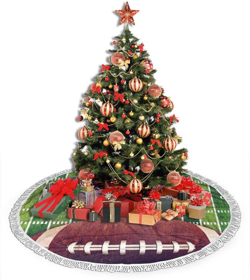 MSGUIDE American Football Christmas Tree Skirt 48 Inch Large Halloween Xmas Tree Decor for Holiday Party Decor Christmas Decoration Home & Garden > Decor > Seasonal & Holiday Decorations > Christmas Tree Skirts MSGUIDE   