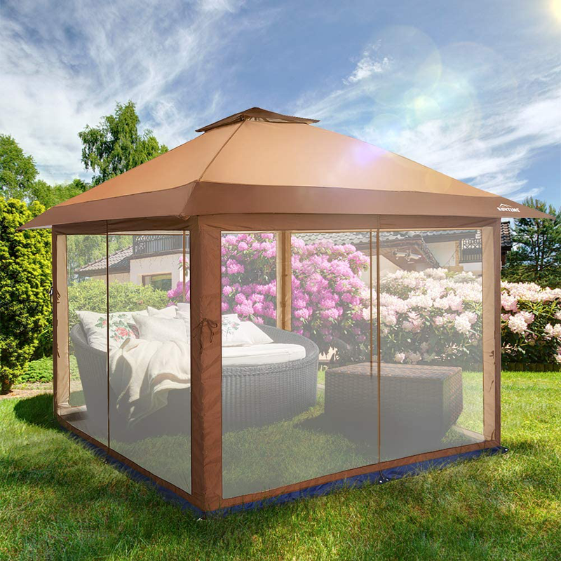 OUTDOOR LIVING SUNTIME Instant Pop Up Patio Gazebo with Full Netting for Family Parties and Outdoor Activities(Netting Sidewalls) Home & Garden > Lawn & Garden > Outdoor Living > Outdoor Structures > Canopies & Gazebos OUTDOOR LIVING SUNTIME Brown  