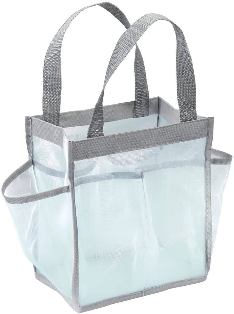 Idesign Mesh Water-Resistant Shower Caddy Tote with Handles for Bathroom, College Dorm, Garden, Beach, 8.5" X 5.75" X 9.25" - Mint Green and Gray Sporting Goods > Outdoor Recreation > Camping & Hiking > Portable Toilets & Showers iDesign   