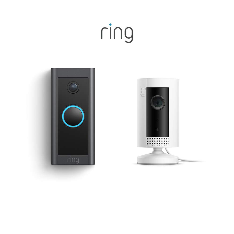 Ring Indoor Cam, Compact Plug-In HD security camera with two-way talk, Works with Alexa - White Cameras & Optics > Cameras > Surveillance Cameras Ring White with Ring Video Doorbell Wired 1 Cam