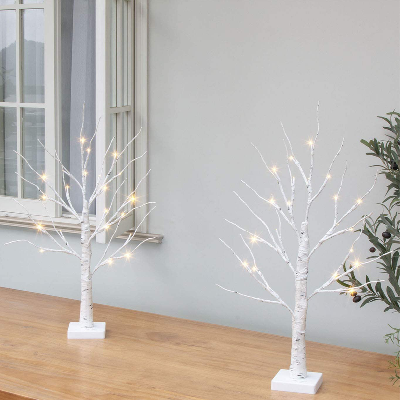 Set of 2- EAMBRITE 2FT 24LT Warm White LED Birch Tree Light with Timer Tabletop Bonsai Tree Light Jewelry Holder Decor for Home Party Wedding Holiday Home & Garden > Decor > Seasonal & Holiday Decorations& Garden > Decor > Seasonal & Holiday Decorations EAMBRITE   
