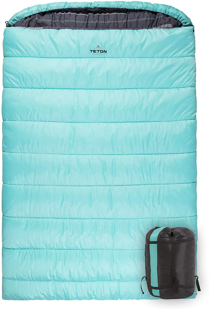 TETON Sports Mammoth Queen-Size Double Sleeping Bag; Warm and Comfortable for Family Camping Sporting Goods > Outdoor Recreation > Camping & Hiking > Sleeping Bags TETON Sports Teal Taffeta 0 Degrees Fahrenheit 