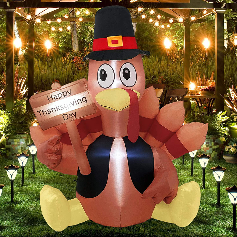 FUNPENY Thanksgiving Decoration Inflatable Turkey, 6FT Lighted Blow up Turkey Happy Thanksgiving Day, Thanksgiving Inflatables with LED Lights Yard Lawn Decor Display Autumn Outdoor Decoration Home & Garden > Decor > Seasonal & Holiday Decorations& Garden > Decor > Seasonal & Holiday Decorations FUNPENY   