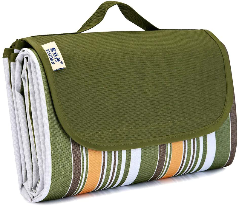Outdoor Picnic Blanket, Super Large Sand and Waterproof Portable Camping mat, Suitable for Camping and Hiking Holiday Lawn Park Beach mat (57"×78.7”, Little Flying Leaf) Home & Garden > Lawn & Garden > Outdoor Living > Outdoor Blankets > Picnic Blankets zhurui Army Green Stripes 57"×78.7” 