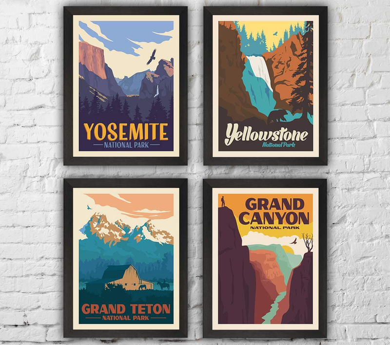 National Park Posters & Prints - Set Of 4 By Herzii Prints | Vintage National Parks Poster | Nature Wall Art Decor | Mountain Travel Posters (8"x10" UNFRAMED) Home & Garden > Decor > Artwork > Posters, Prints, & Visual Artwork Herzii Prints   