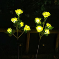 Solar Garden Rose Lights, Decorman 2 Pack Realistic Solar Outdoor Flower Lights Waterproof LED Stake Landscape Decorative Lights with 5 Roses for Garden, Lawn, Yard, Pathway, Patio, Backyard (Pink) Home & Garden > Decor > Seasonal & Holiday Decorations Decorman Yellow  