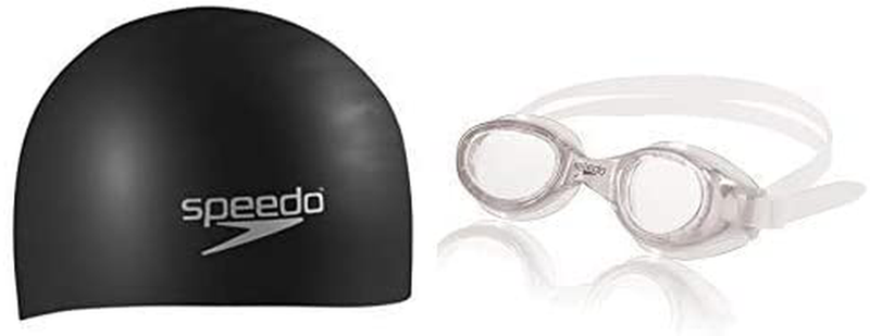 Speedo Unisex-Adult Swim Cap Silicone Long Hair Sporting Goods > Outdoor Recreation > Boating & Water Sports > Swimming > Swim Caps Speedo Speedo Black w/ Clear Hydrospex Goggle  
