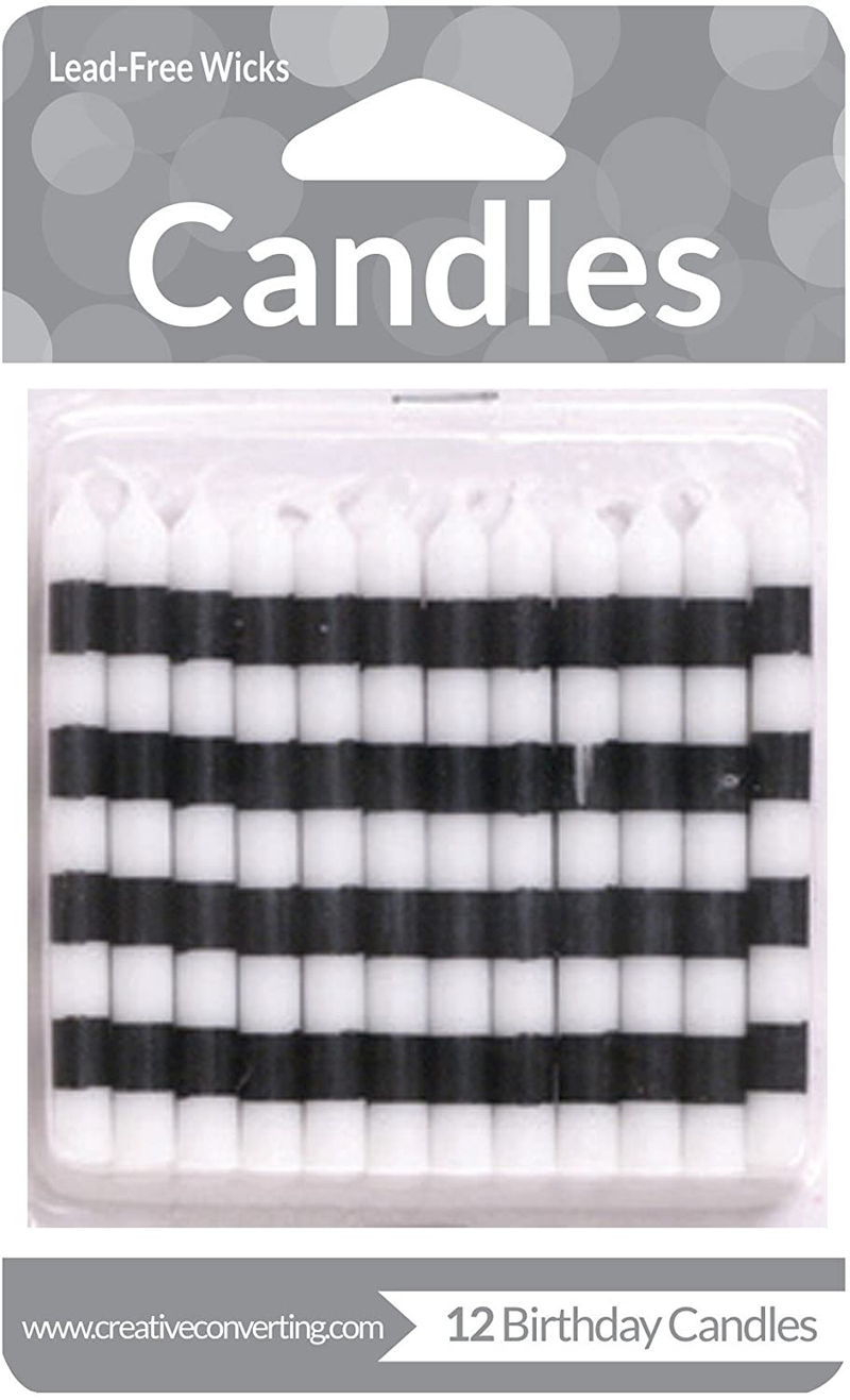 Creative Converting Birthday Cake Candle, 2.35", Black And White Striped
