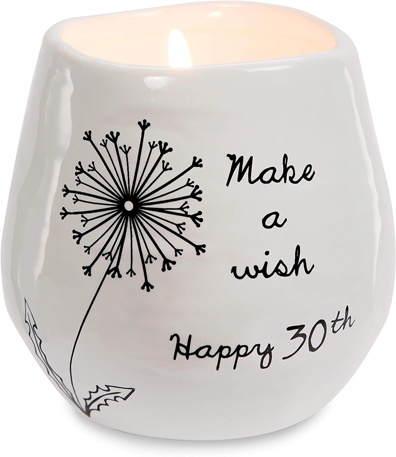 Pavilion Gift Company Make A Wish Happy 30th Birthday - 8 oz Soy Wax Candle with Lead Free Wick in A White Ceramic Vessel 8 oz-100 Scent: Serenity, 3.5 Inch Tall Home & Garden > Decor > Home Fragrances > Candles Pavilion Gift Company Default Title  