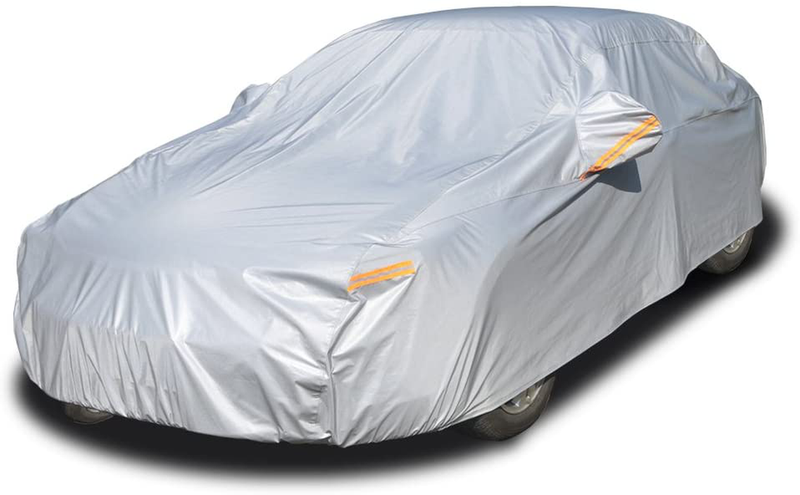 Kayme 6 Layers Car Cover Waterproof All Weather for Automobiles, Outdoor Full Cover Rain Sun UV Protection with Zipper Cotton, Universal Fit for Sedan (186"-193")  Kayme A2 Fit Sedan-Length (186" To 193")  