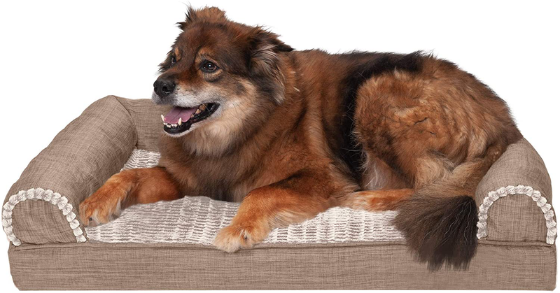 Furhaven Orthopedic, Cooling Gel, and Memory Foam Pet Beds for Small, Medium, and Large Dogs and Cats - Luxe Perfect Comfort Sofa Dog Bed, Performance Linen Sofa Dog Bed, and More Animals & Pet Supplies > Pet Supplies > Dog Supplies > Dog Beds Furhaven Faux Fur & Linen Woodsmoke Sofa Bed (Cooling Gel Foam) Large (Pack of 1)