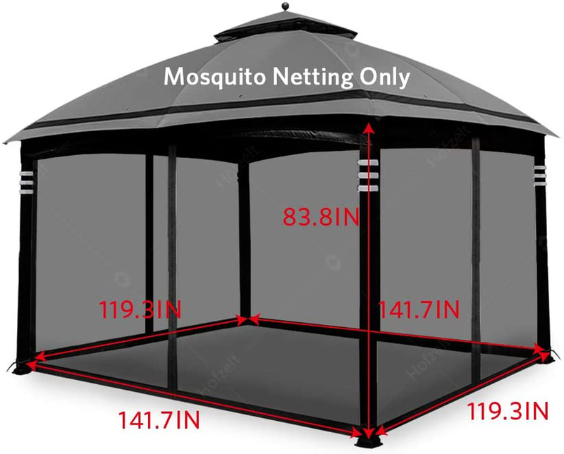 Hofzelt Gazebo Replacement Mosquito Netting Screen Walls for 10' X 12' Gazebo Canopy (Mosquito Net Only, Not Including Canopy and Metal Models) Black Sporting Goods > Outdoor Recreation > Camping & Hiking > Mosquito Nets & Insect Screens Hofzelt   