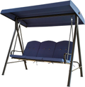 LOKATSE HOME 3-Seats Patio Swing with Adjustable Canopy Weather Resistant Steel Frame Outdoor Porch Converting Deck Furniture, Blue Home & Garden > Lawn & Garden > Outdoor Living > Porch Swings LOKATSE HOME Blue 3 seat 