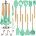 Silicone Kitchen Cooking Utensil Set, EAGMAK 16PCS Kitchen Utensils Spatula Set with Stainless Steel Stand for Nonstick Cookware, BPA Free Non-Toxic Cooking Utensils, Kitchen Tools Gift (Mint Green) Home & Garden > Kitchen & Dining > Kitchen Tools & Utensils EAGMAK Turquoise  