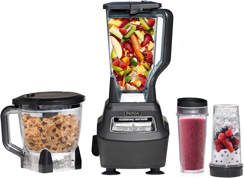 Ninja BL770 Mega Kitchen System and Blender with Total Crushing Pitcher, Food Processor Bowl, Dough Blade, To Go Cups, 1500-Watt Base, Black