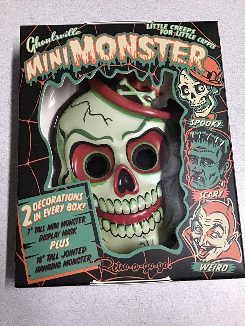 Retro-a-go-go Ghoulsville 7" Mini Monster Display Mask and 18" Jointed Hanging Monster Wall Decor in Retro Window Box (Little Frankie) Home & Garden > Decor > Artwork > Sculptures & Statues Retro-a-go-go Crazy Bones  