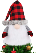 D-FantiX Gnome Christmas Tree Topper, 27.5 Inch Large Swedish Tomte Gnome Christmas Ornaments Santa Gnomes Plush Scandinavian Christmas Decorations Holiday Home Décor with Red Knitted Hat Home & Garden > Decor > Seasonal & Holiday Decorations > Christmas Tree Stands D-FantiX Plaid Hat  