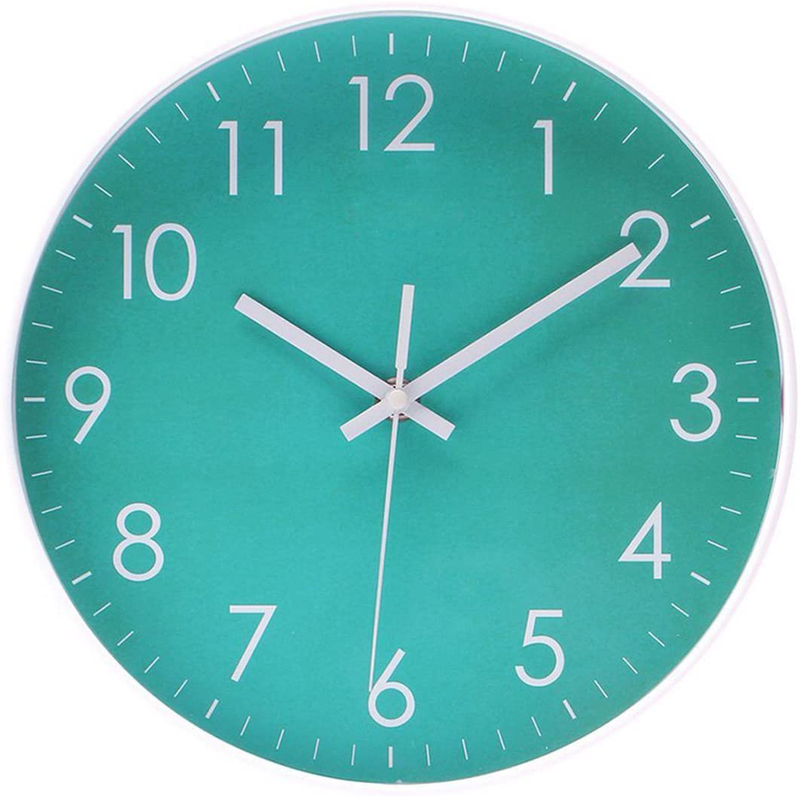 Modern Simple Wall Clock Indoor Non-Ticking Silent Sweep Movement Wall Clock for Office, Bathroom, Living Room Decorative 10 Inch Teal Home & Garden > Decor > Clocks > Wall Clocks Epy Huts Teal  