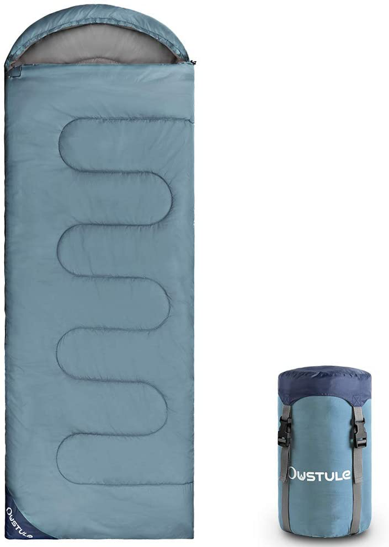 OUSTULE Camping Sleeping Bag -3 Season Warm & Cool Weather, Lightweight, Waterproof Indoor & Outdoor Use for Adults & Kids for Backpacking, Hiking, Traveling, Camping with Compression Sack Sporting Goods > Outdoor Recreation > Camping & Hiking > Sleeping Bags OUSTULE Gray Blue-Pongee, >59°F  