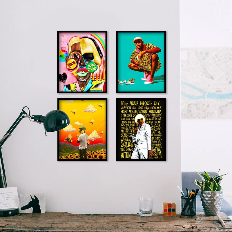 Cool Posters - Set of 4 Pcs Unframed Canvas Prints Rapper Posters Album Cover Posters 8*10" Music Posters Wolf Poster for Men Teens Boys Fans of the Creator Home & Garden > Decor > Artwork > Posters, Prints, & Visual Artwork Cartstat   