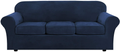Modern Velvet Plush 4 Piece High Stretch Sofa Slipcover Strap Sofa Cover Furniture Protector Form Fit Luxury Thick Velvet Sofa Cover for 3 Cushion Couch, Machine Washable(Sofa,Gray) Home & Garden > Decor > Chair & Sofa Cushions H.VERSAILTEX Navy Large 