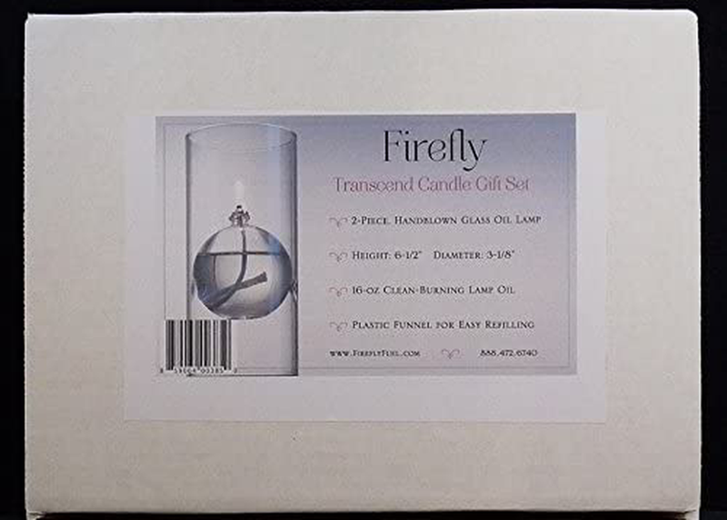 Firefly Modern Transcend Clear Glass Oil Lamp | 2-Piece Borosilicate Glass Includes Bliss Oil Candle Suspended in The Hurricane Candle Holder Sleeve - Includes 16 oz. Smokeless, Paraffin Lamp Oil Home & Garden > Lighting Accessories > Oil Lamp Fuel Firefly   