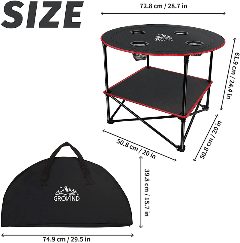 Grovind Portable Canvas Table Camping Tables with 4 Drink Holders and Storage Bag, Folding Picnic Tables for Outdoors, Beach, Camping and Hiking Sporting Goods > Outdoor Recreation > Camping & Hiking > Camp Furniture Grovind   