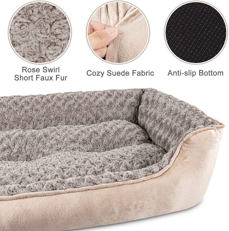 JOEJOY Rectangle Dog Bed for Large Medium Small Dogs Machine Washable Sleeping Dog Sofa Bed Non-Slip Bottom Breathable Soft Puppy Bed Durable Orthopedic Calming Pet Cuddler, Multiple Size, Beige Animals & Pet Supplies > Pet Supplies > Dog Supplies > Dog Beds JOEJOY   