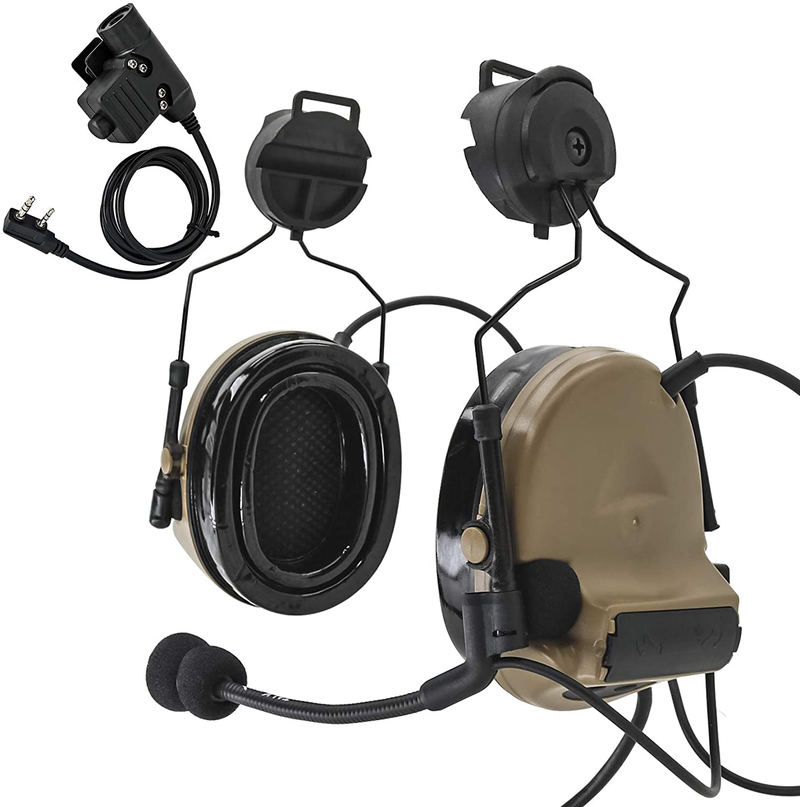 TAC-SKY Tactical Headset Comta II Helmet Version Noise Reduction Sound Pick Up for Airsoft Activities (Coyote Brown)