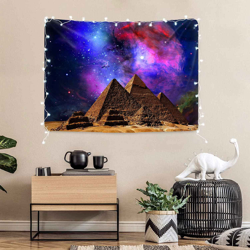 DBLLF Sacred Pyramid Tapestry Egypt Travel Tapestry Starry Sky Tapestry,Queen Size 80"x60" Flannel Art Tapestries,for Living Room Dorm Bedroom Home Decorations DBZY331 Home & Garden > Decor > Artwork > Decorative TapestriesHome & Garden > Decor > Artwork > Decorative Tapestries DBLLF 60Wx40L  