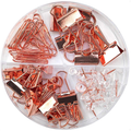 Paper Clips and Binder Clips Push Pins Set and Holder, Syitem Non-Skid Map Tacks Thumbtacks Clips Kits with Container for Office School Home Desk Supplies, 72 PCS Assorted Sizes (Pink) ¡­ Office Supplies > General Office Supplies SYITEM Rose Gold  