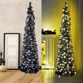 Halloween Christmas Tree with 50 Lights,5ft Black Artificial Glittery Circle Sequin Collapsible Pencil Tinsel Trees for Decorations Indoor Holiday Party Home & Garden > Decor > Seasonal & Holiday Decorations > Christmas Tree Stands WOKEISE Black+shining Circle  