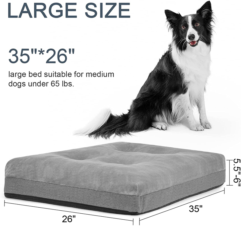 Orthopedic Foam Large Dog Bed, Extra Thicken Pet Bolster Mattress(5.5-6 Inches), Washable Dog Bed with Removable Cover, Super Soft & anti Slip Bottom for Medium, Large and Extra Large Dogs Animals & Pet Supplies > Pet Supplies > Dog Supplies > Dog Beds Bnonya   