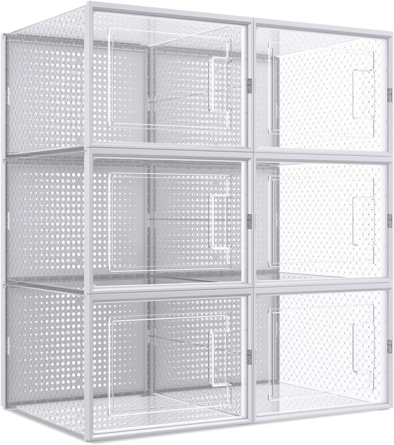 Tegrace 12 Pack Shoe Storage Boxes, Clear Plastic Stackable Shoe Organizer Bins, Space Saving Drawer Type Front Opening Shoe Holder Containers Furniture > Cabinets & Storage > Armoires & Wardrobes Tegrace 6  
