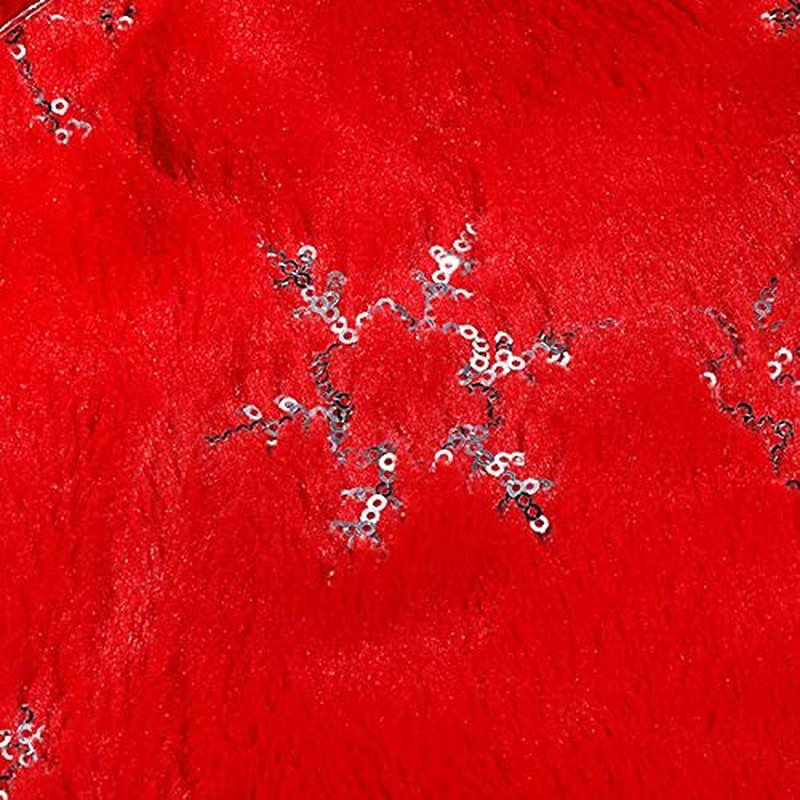 TOBEHIGHER Christmas Tree Skirt - 48 Inches Large Red Tree Skirt with High - End Soft Faux Fur Tree Skirt for Christmas Decorations Indoor Outdoor - Red