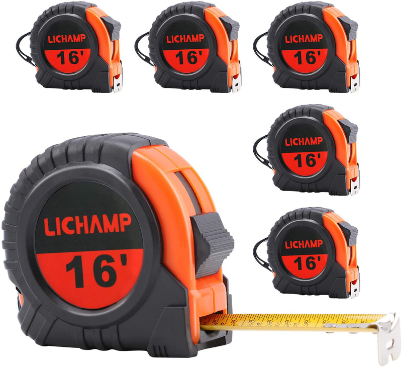LICHAMP Tape Measure 16 ft, 6 Pack Bulk Easy Read Measuring Tape Retractable with Fractions 1/8, Measurement Tape 16-Foot by 3/4-Inch Hardware > Tools > Measuring Tools & Sensors Lichamp Default Title  