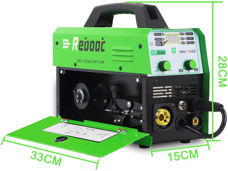 Reboot MIG Welder Flux Core 5 in 1 110/220V MIG155D Gas/Gasless 155 Amp Spool Gun Available Stick Mig TIG Welding Machine Solid Wire Automatic Feed Inverter MMA ARC Welding Hardware > Tool Accessories > Welding Accessories Reboot   