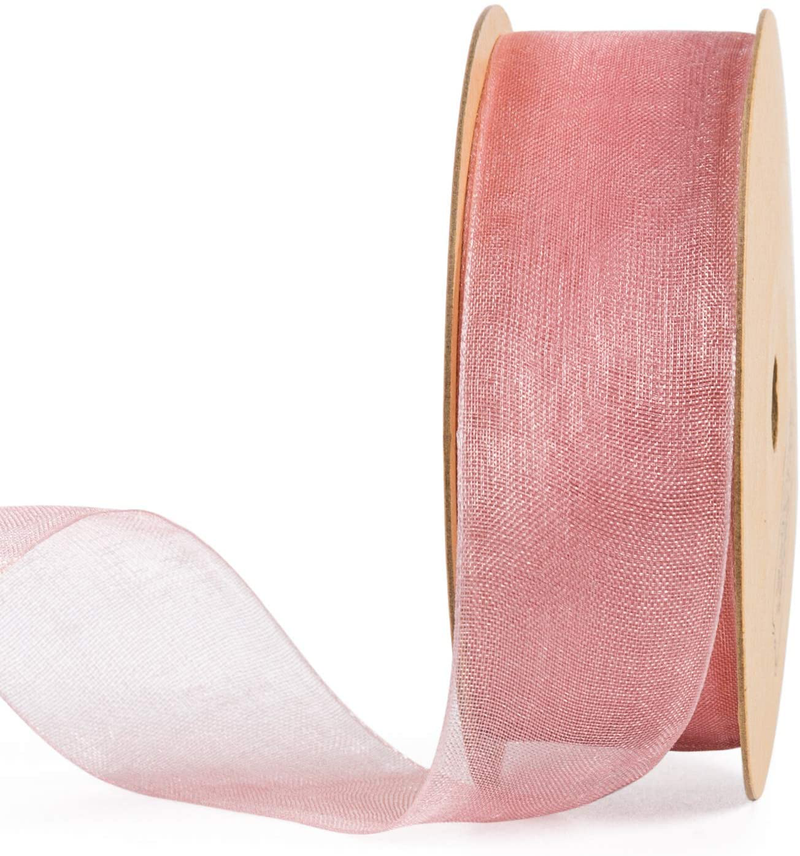 LaRibbons 1 Inch Sheer Organza Ribbon - 25 Yards for Gift Wrappping, Bouquet Wrapping, Decoration, Craft - Rose Arts & Entertainment > Hobbies & Creative Arts > Arts & Crafts > Art & Crafting Materials > Embellishments & Trims > Ribbons & Trim LaRibbons Rose 1 inch x 25 Yards 