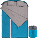 Double Sleeping Bags for Adults 3 Season Warm Cold Weather for Family Camping, Backpacking or Hiking, 2 Peason Outdoor Waterproof Lightweight Sleeping Bag with Pillow, Compression Sack Included
