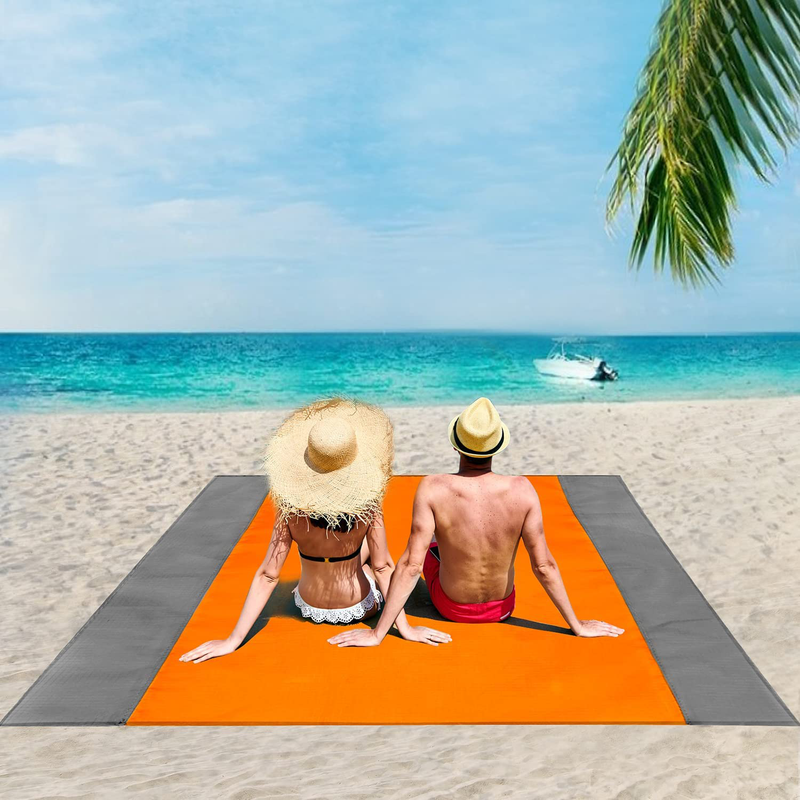 ISOPHO Beach Blanket, 79''×83'' Picnic Blankets Waterproof Sandproof for 4-7 Adults, Oversized Lightweight Beach Mat, Portable Picnic Mat, Sand Proof Mat for Travel, Camping, Hiking, Packable w/Bag Home & Garden > Lawn & Garden > Outdoor Living > Outdoor Blankets > Picnic Blankets ISOPHO Orange(95''×108'')  