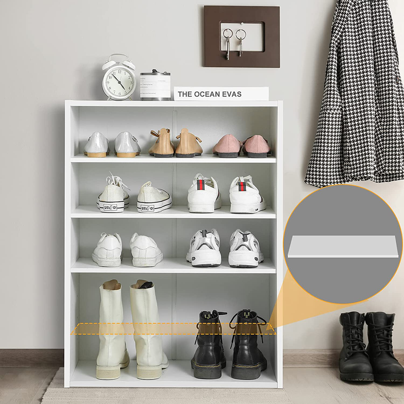 HAIOOU Shoe Rack, 5-Tier Stackable Wooden Shoes Rack Organizer Free Standing Shoe Storage Stand with One Movable Storage Shelf for 10-15 Pairs, Perfect for Entryway, Hallway, Closet - Modern White Furniture > Cabinets & Storage > Armoires & Wardrobes HAIOOU   