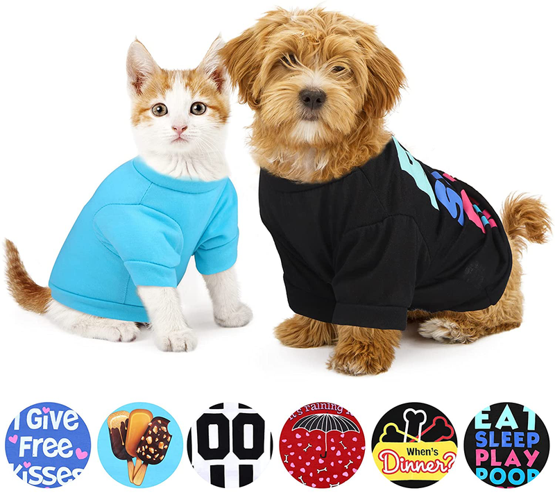 RUODON 6 Pieces Pet Breathable Shirts Printed Puppy Shirts Pet Sweatshirt Cute Dog Apparel Puppy Dog Clothes Soft T-Shirt for Pet Dogs and Cats Animals & Pet Supplies > Pet Supplies > Dog Supplies > Dog Apparel RUODON   